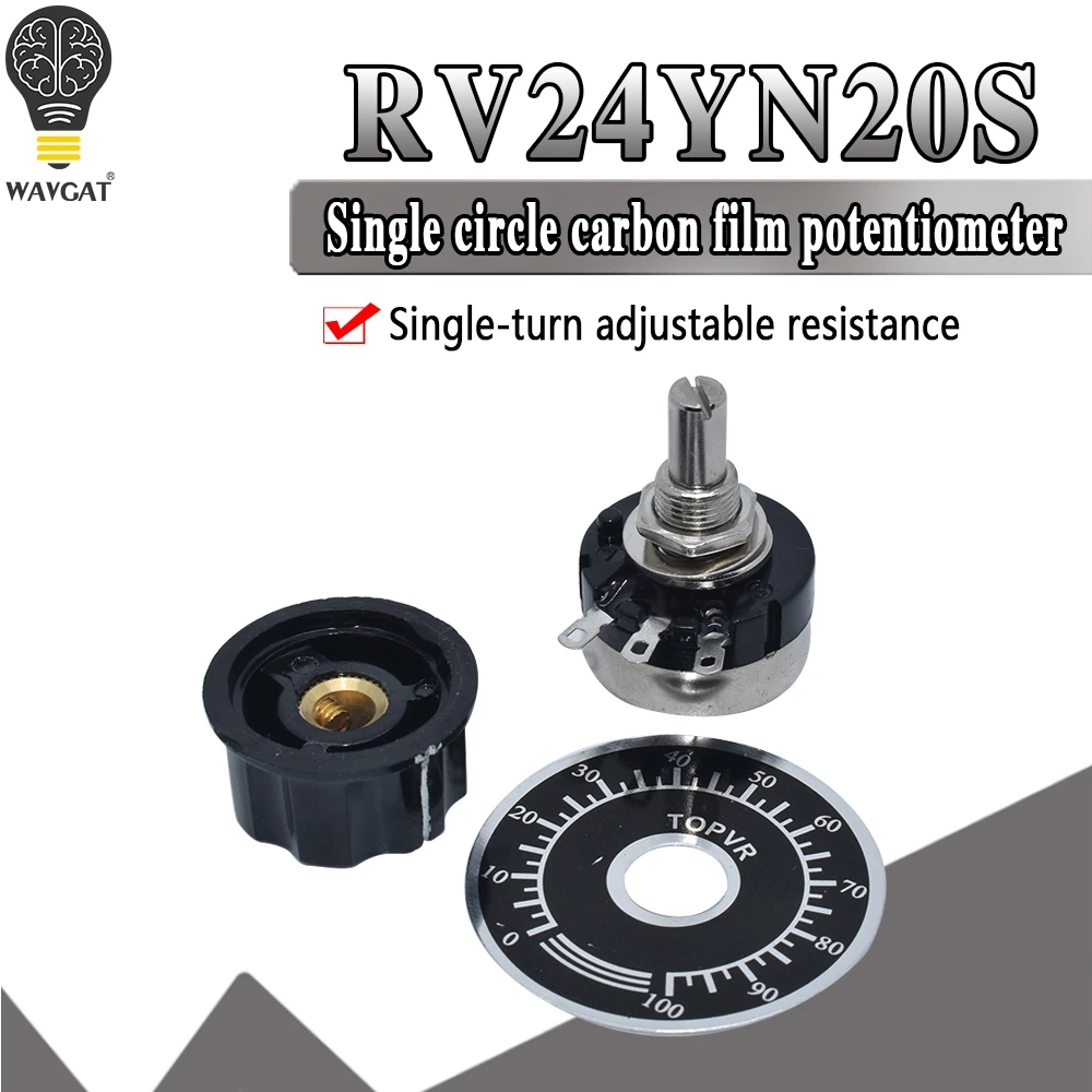 RV24YN20S 101 102 B103 104 105 201 203 204 254 303 501 502 503 504 5K 10K 100K 500K 1M 200K 100 ohm Potentiometer Including knob