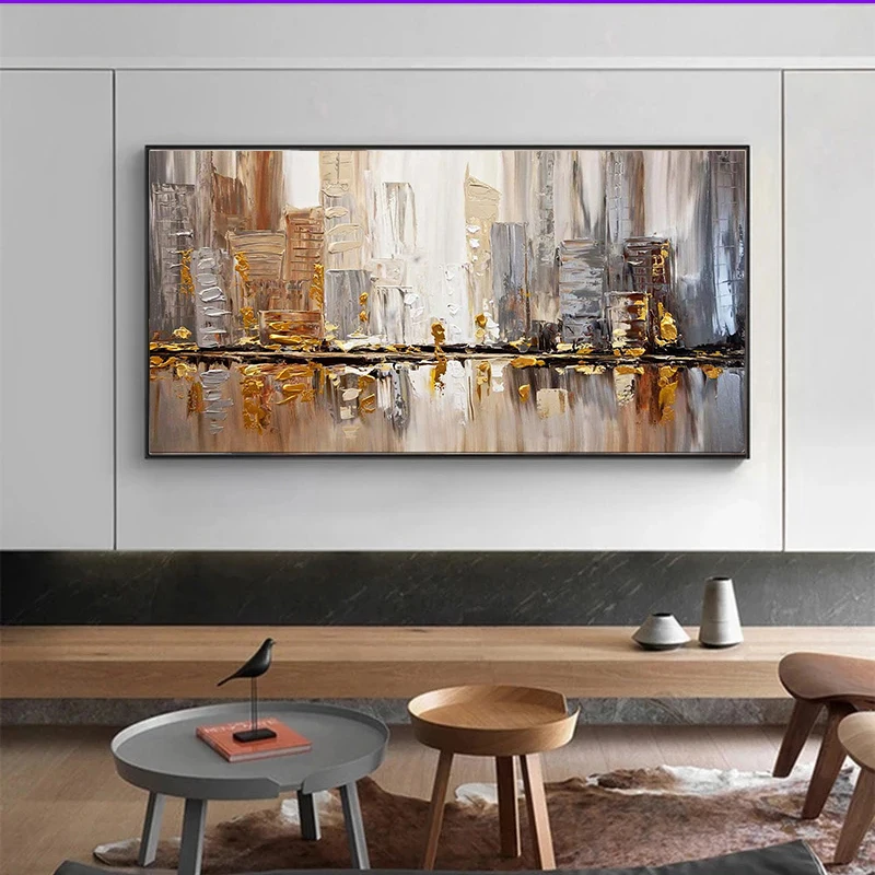 GATYZTORY40x80cm Frame Diy Painting By Numbers City Corrugation Painting Acrylic Paint By Numbers Large Size For Living Room Art