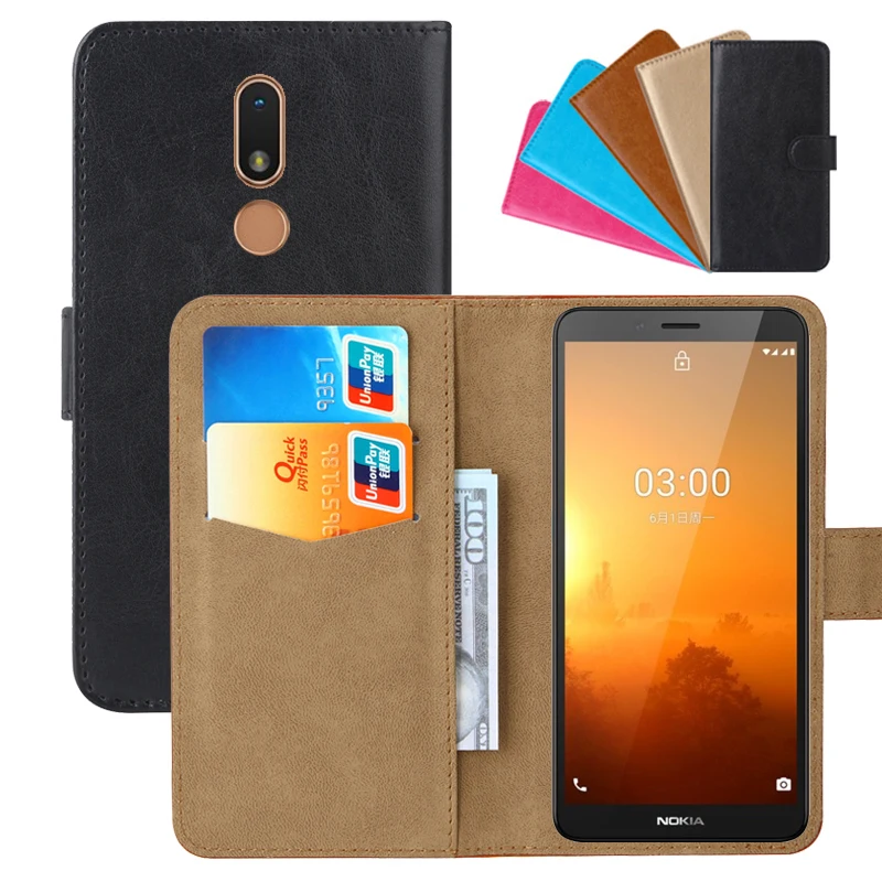 Luxury Wallet Case For Nokia C3 PU Leather Retro Flip Cover Magnetic Fashion Cases Strap