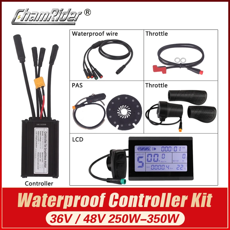 Waterproof Connector Controller Set, LCD 3 PAS Throttle Brake, 250W, 14A