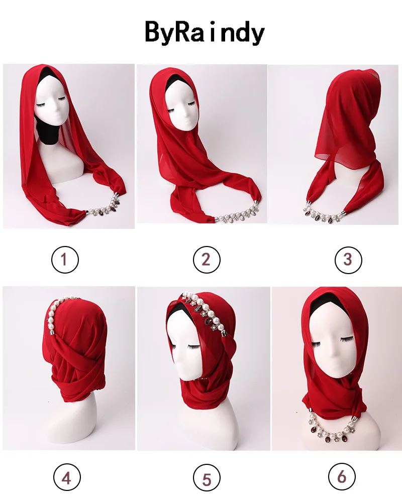 Women Shawl Hijabs Pendant Necklace Scarf Women Solid Color Shawls Jewelry Scarf Female Stole Beach Trip Accessories Scarves