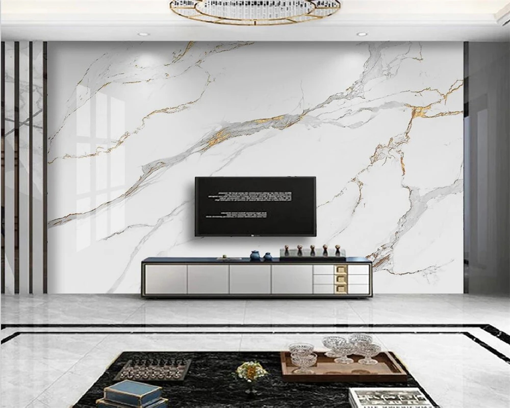 

beibehang Customized papier peint bedroom living room gold leaf marble pattern jazz white large panel TV background wallpaper