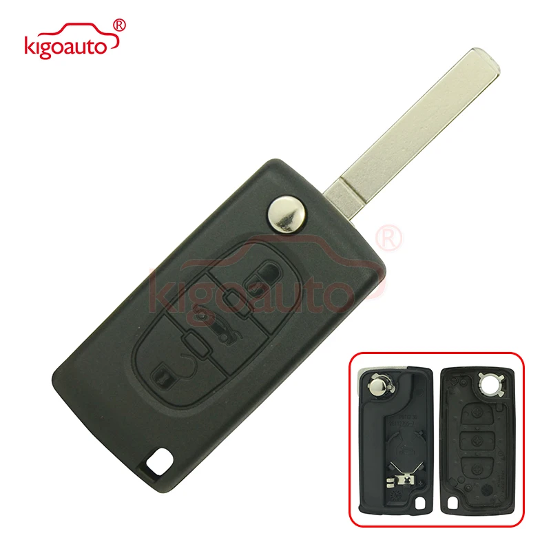 KIGOAUTO CE0536 Remote Key Case Replacement 3 Button VA2 for Citroen C2 C3 C4 C5 flip key shell for Peugeot 207 307 407 408