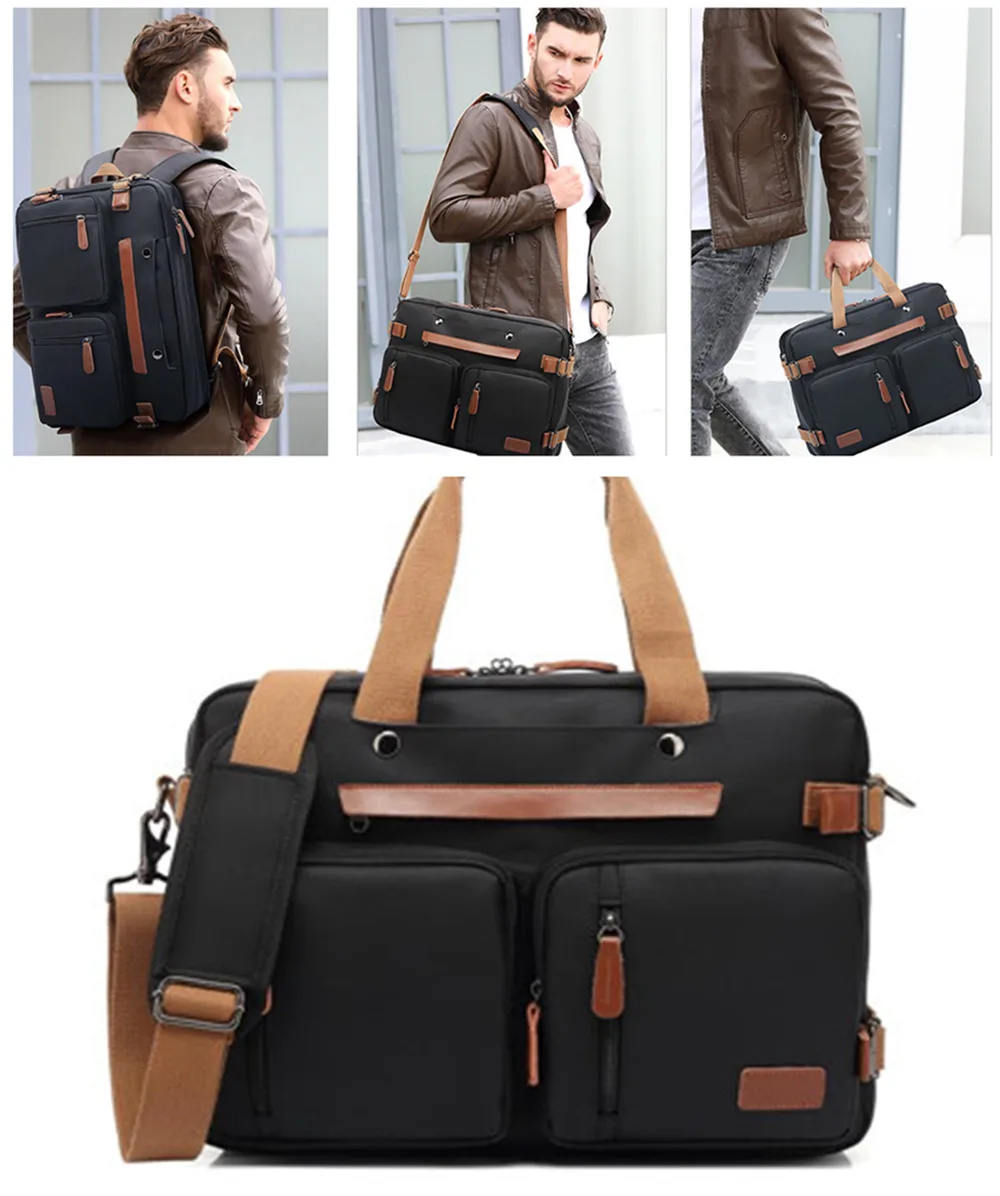 2024 New Convertible 15.6/17.3 Inch Laptop Backpack Messenger Shoulder Bag Handbag Business Travel Nylon waterproof Backpack