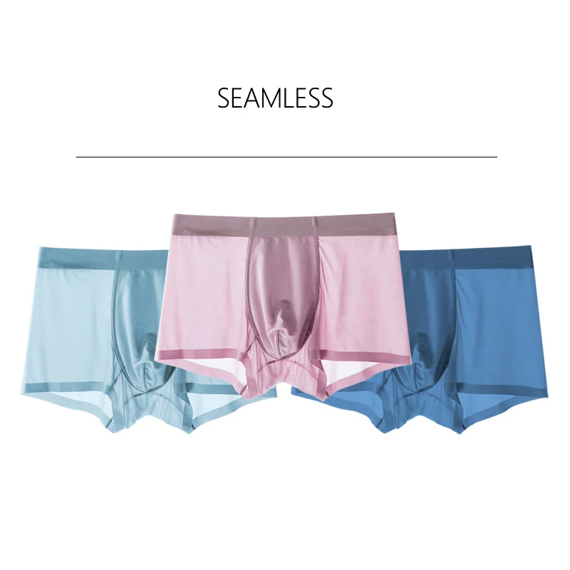 Plus L-6XL 3Pcs/set Boxers Men Underwear U Convex Boxer Mens Solid Nylon Seamless Shorts Pants Ice Silk  Boxers Male Underpants