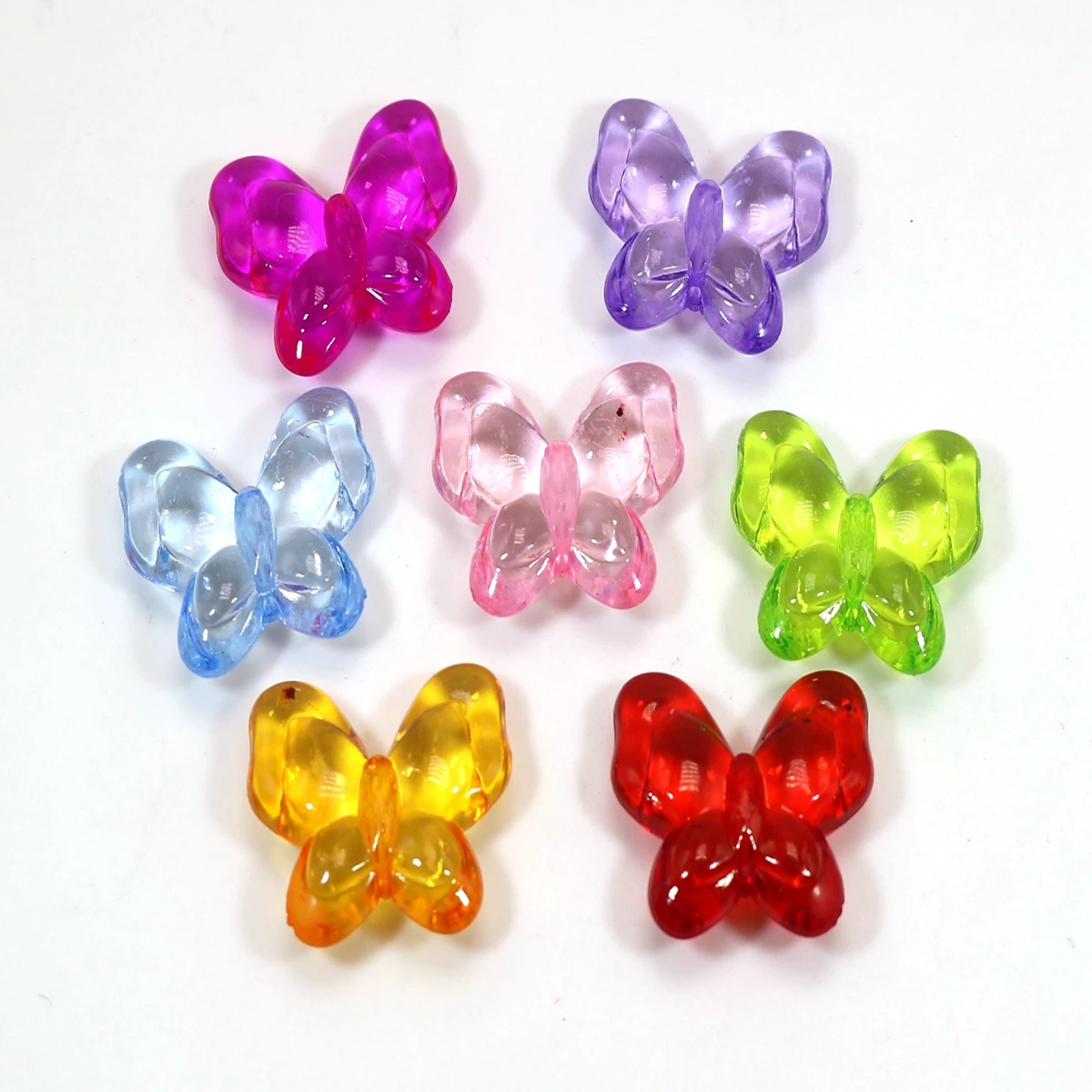 Craft DIY Mixed Colour Transparent Acrylic Charm Beads Various Butterfly Shape