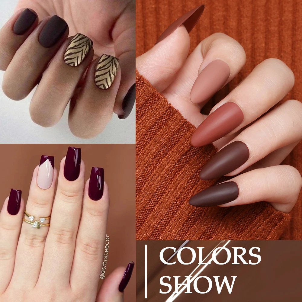 UR SUGAR Brown Caramel Colour Gel Nail Polish Semi Permanent UV LED Autumn Winter Wine Red Series Nail Gel Top Coat