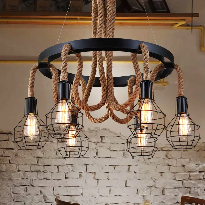 Retro Pendant Lights Industrial cage kerosene lamp hanglampen Loft light American Style metal lampshade Fixtures Kitchen lamp