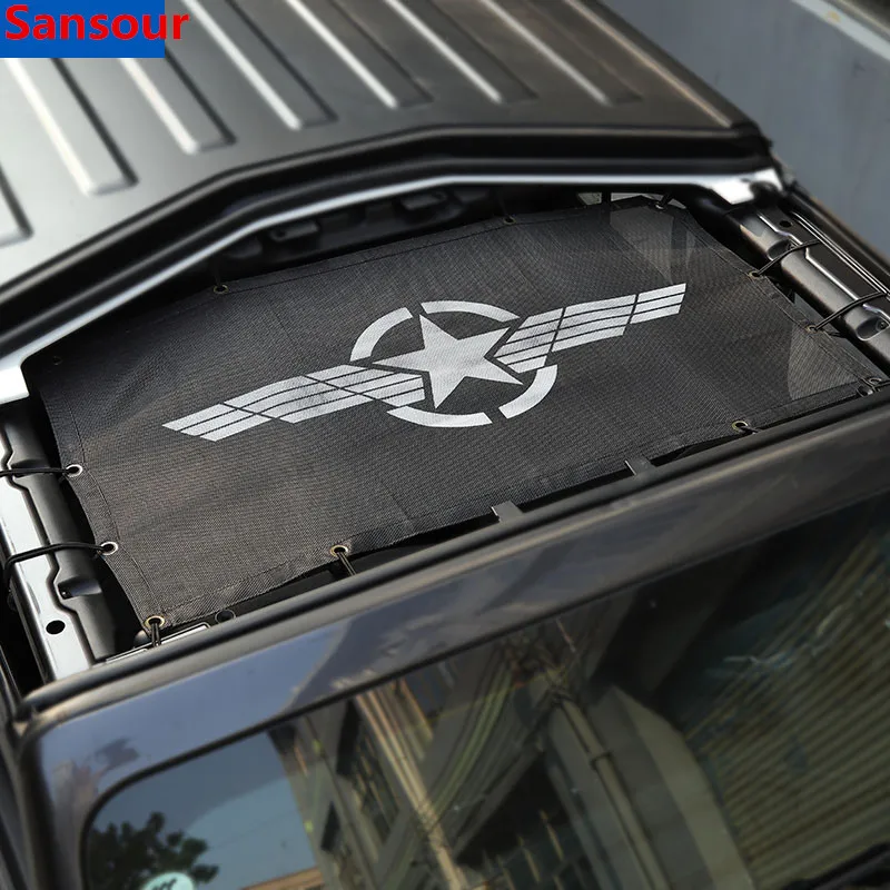 Sansour Car Roof Mesh Bikini Top Sunshade Cover UV Sun Shade Mesh for Jeep Wrangler JL Gladiator 2018+ Car Accessories Styling