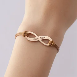 Tangula Gepersonaliseerde Touw Verstelbare Armband Custom Naam Andwriting Rvs Armband Voor Haar Beste Cadeau
