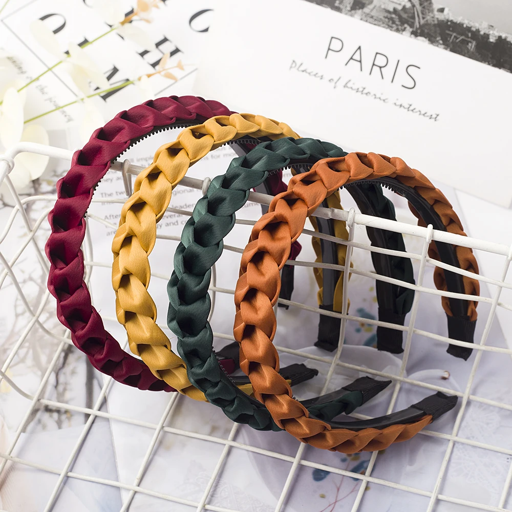 Braided Headband Women Girls Elastic Hairbands Non-slip Fashion Weaving Hair Hoop Bands Female Bezel Hair Accessories Headwear