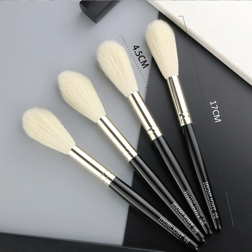 BEILI 1 pcs 100% Goat hair Highlighter Black Makeup Brushes Professional Natural Pony Eyeshadow Blush Eyebrow Make up Brushes