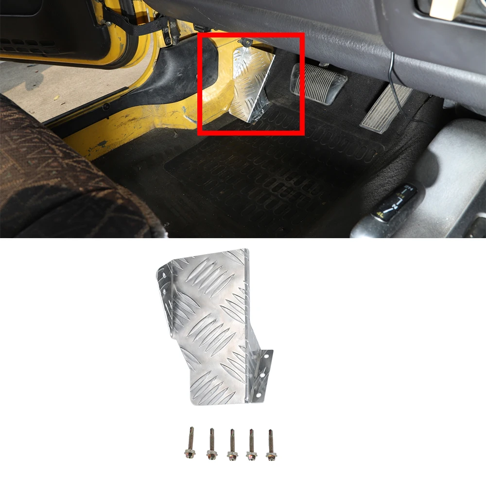 Auto Pedaal Linkerkant Voetsteun Kick Panel Voor Jeep Wrangler Tj 1997-2004 2005 2006 Interieur Accessoires Aluminium legering Zilver