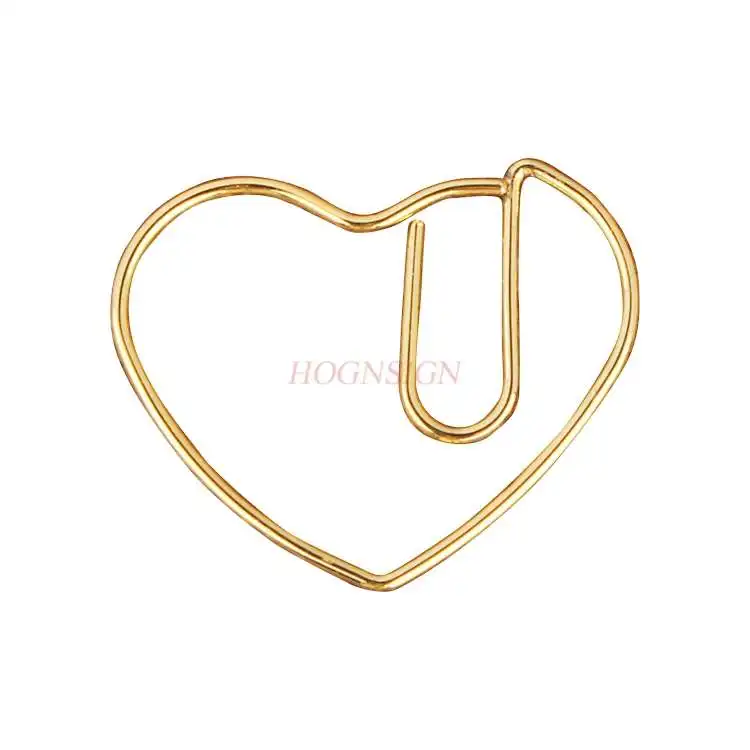 20pcs Golden Love Paper Clip Stainless Steel Paper Clip Large Paper Clip Gold Large Pin Triangle Paper Clip