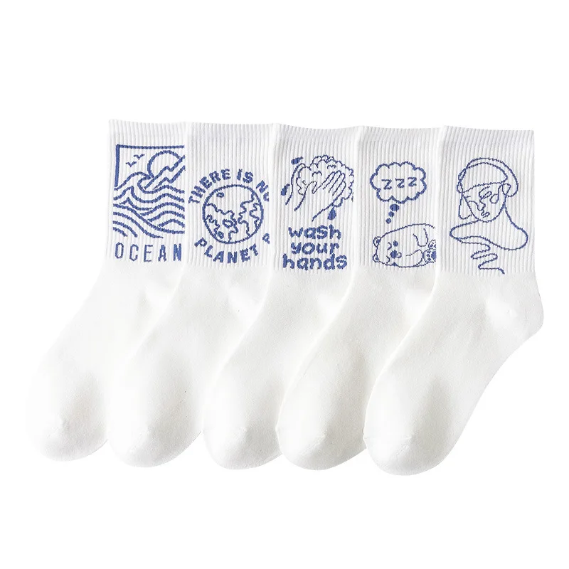 Giapponese Kawaii donna animale personaggio dei cartoni animati tinta unita calzini Casual a tubo carino calze di cotone uomo e donna calzino bianco