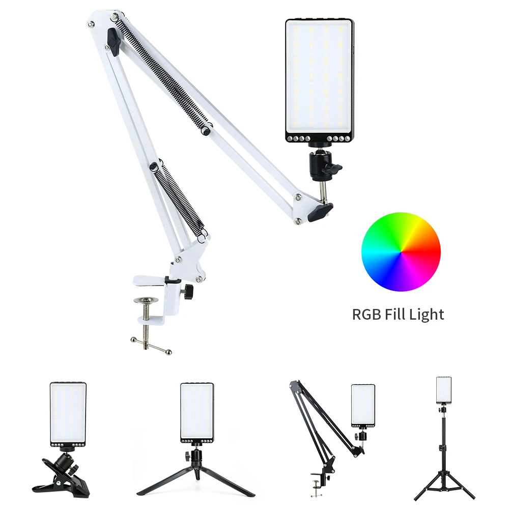 

Portable RGB LED Video Light Panel Photography Lighting With Tripod Long Arm Holder 2500k-6000k Camera Photo Studio Fill Light