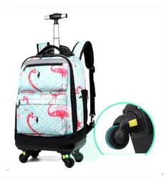 Mochila escolar com rodas para adolescentes, Trolley Bag with Wheels, Travel Rolling Bagagem Bags