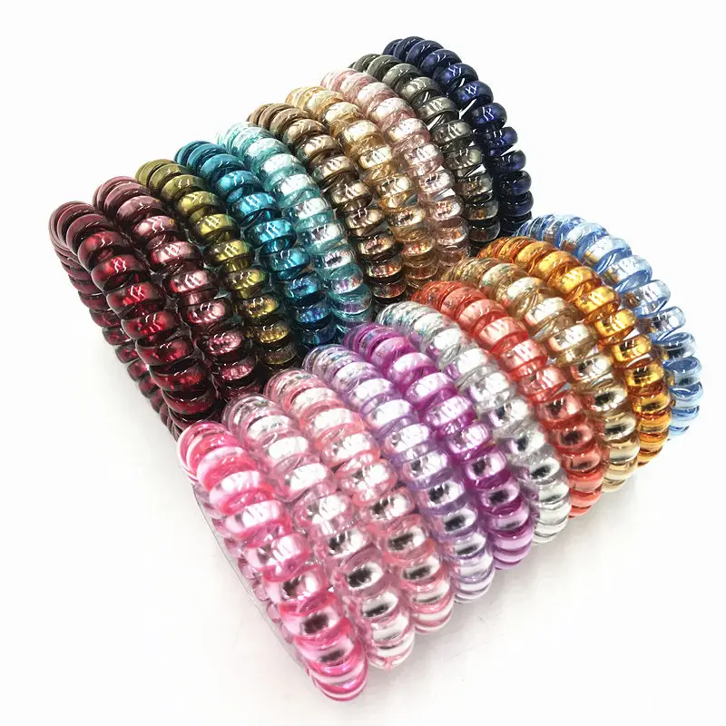 20pcs Metallic Telephone Wire Bands Girls Hair Ties Scrunchy Spring Rubber Band Gum Hair Accessories Hair Rubber Rope