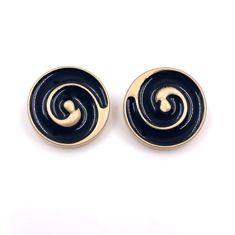 metal buttons 23/25mm 10Pcs/Lot gold color with Black oil sweater coat decoration button accessories DIY A-19512-530