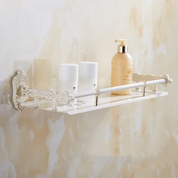 Aluminum Bathroom Shelf  Wall-mounted Shower Basket Rack Towel Bar Storage Organizer Rack Bathroom Accessory