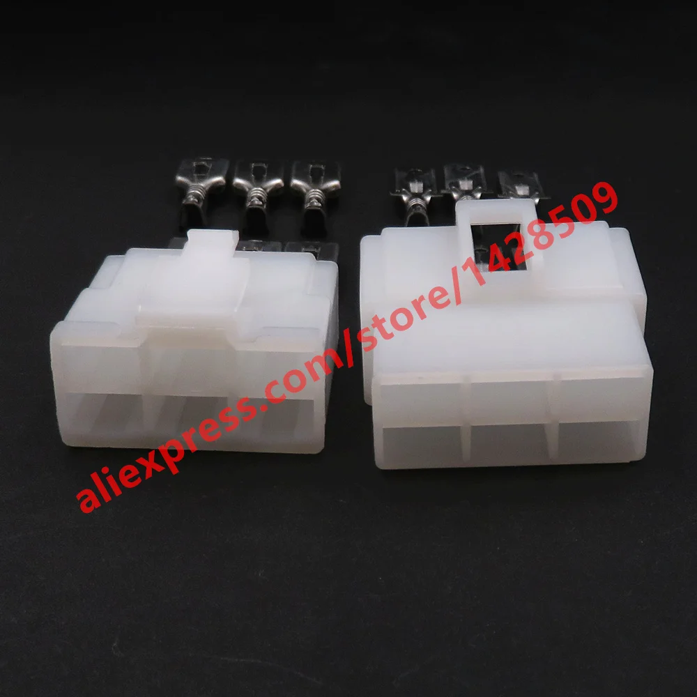 1 Set 6 Pin 6.3 Series Automobile High Current Cable Harness Plug Male Female Socket Docking Unsealed Connector