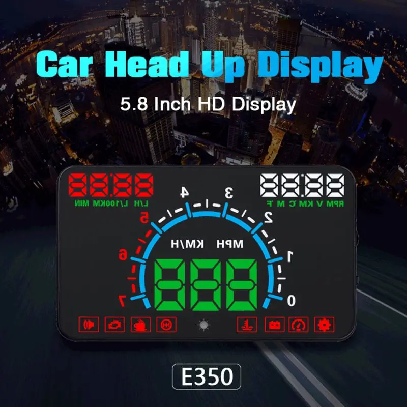 

E350 5.5" Screen Car HUD Head-up Display HUD Car Universal Head-up Speed HD Projection Engine Failure Fuel Alarm Speedometer