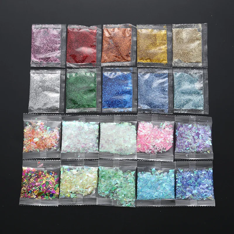 10bag/set DIY Colorful Flashing Powder Sequin Paper For Resin Jewekry Making Candy Color Random Color