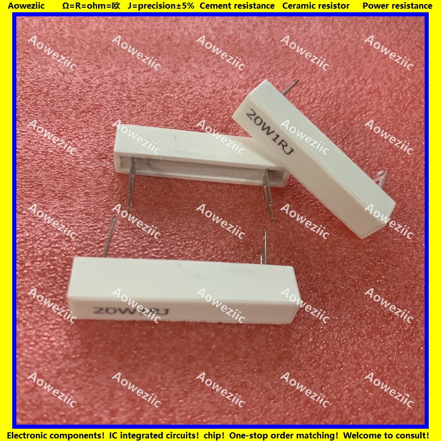 10Pcs SQZ 20W1RJ 1.8ΩJ 2.2R 2.5R 3R 3.3R 3.9R 4R 4.5R 4.7R 5R 5.6R 6R 6.8R 7R Ohm Single Tip Insert Foot Ceramic Cement Resistor