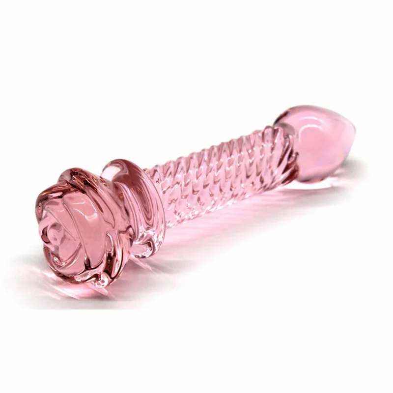 Pink Rose Pyrex Glass Crystal Artificial Dildo Vaginal Anal Butt Plug for Couple Gay Prostate Massage Fake Penis Sex Toys