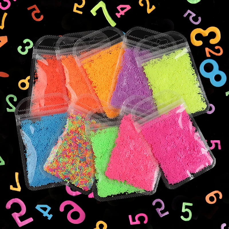 2g/Bag Of Fluorescent Digital Nail Art Sequin Accessories Nail Art Patches 3D Flake Tips Gel Polished Nail Art Nail Accessories