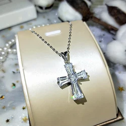 Huitan Fashion Luxury Women's Cross Necklace Party Daily Wear Statement Pendant Necklace Anniversary Birthday Gift Girls Jewelry