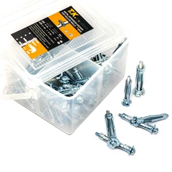 70PCS Heavy Duty Zinc Plated Steel Molly Bolt Hollow Drive Wall Anchor Screws Assortment Kit for Drywall, Plaster and Tile