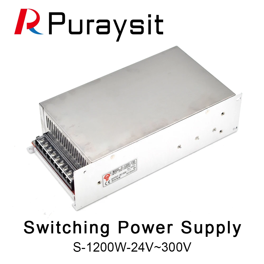 

Puraysit S-1200W-24V 36V 48V 60V 70V 80V 110V 150V 220V 300V 1200W Switching Power Supply Source Transformer AC DC SMPS