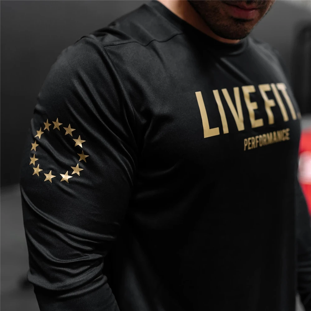 New Sports Long-Sleeved Round Neck Quick-Drying Men\'s T-SHIRTS Tight Running Basketball Training Suit Athletic Goods Tee