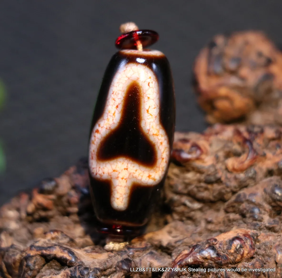 

Magic Energy Tibetan Old Agate Red Wine Color 2 Bodhi Tree dZi Bead Pendant 5A+ LKbrother Talisman Treasure