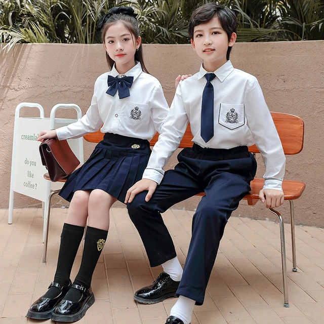 Uniforme Escolar Para Ninos Y Ninas Traje De Falda Camisa Tops Pantalones Conjuntos De Clase De Escuela Primaria Otono E Invierno Uniformes Para El Colegio AliExpress