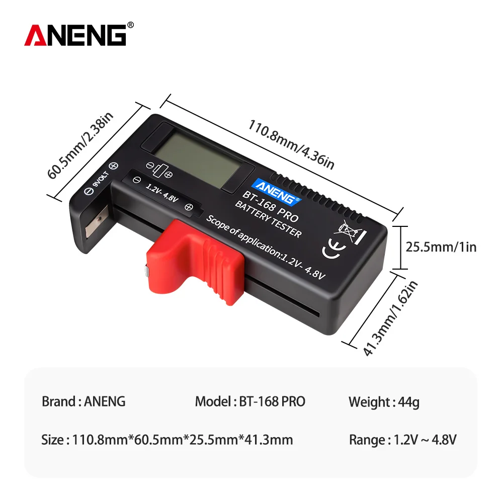 AN-168 POR Digital Lithium Battery Capacity Tester Checkered load analyzer Display Check AAA AA Button Cell Universal test