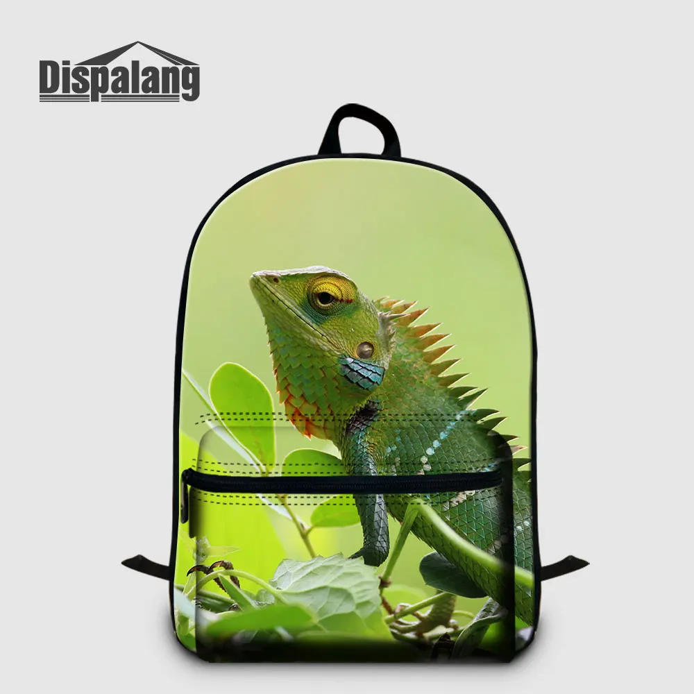 Boy Canvas Laptop Backpack For 14 Inch Notebook Animal Lizard School Bag Student High Quality Computer Bagpack Male Shoulder Bag