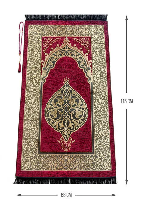 

Luxury Ottoman muslim Chenille Prayer Rug islam tassel Rosary Gift Black carpet muslim doormat prayer rug prayer rug worship