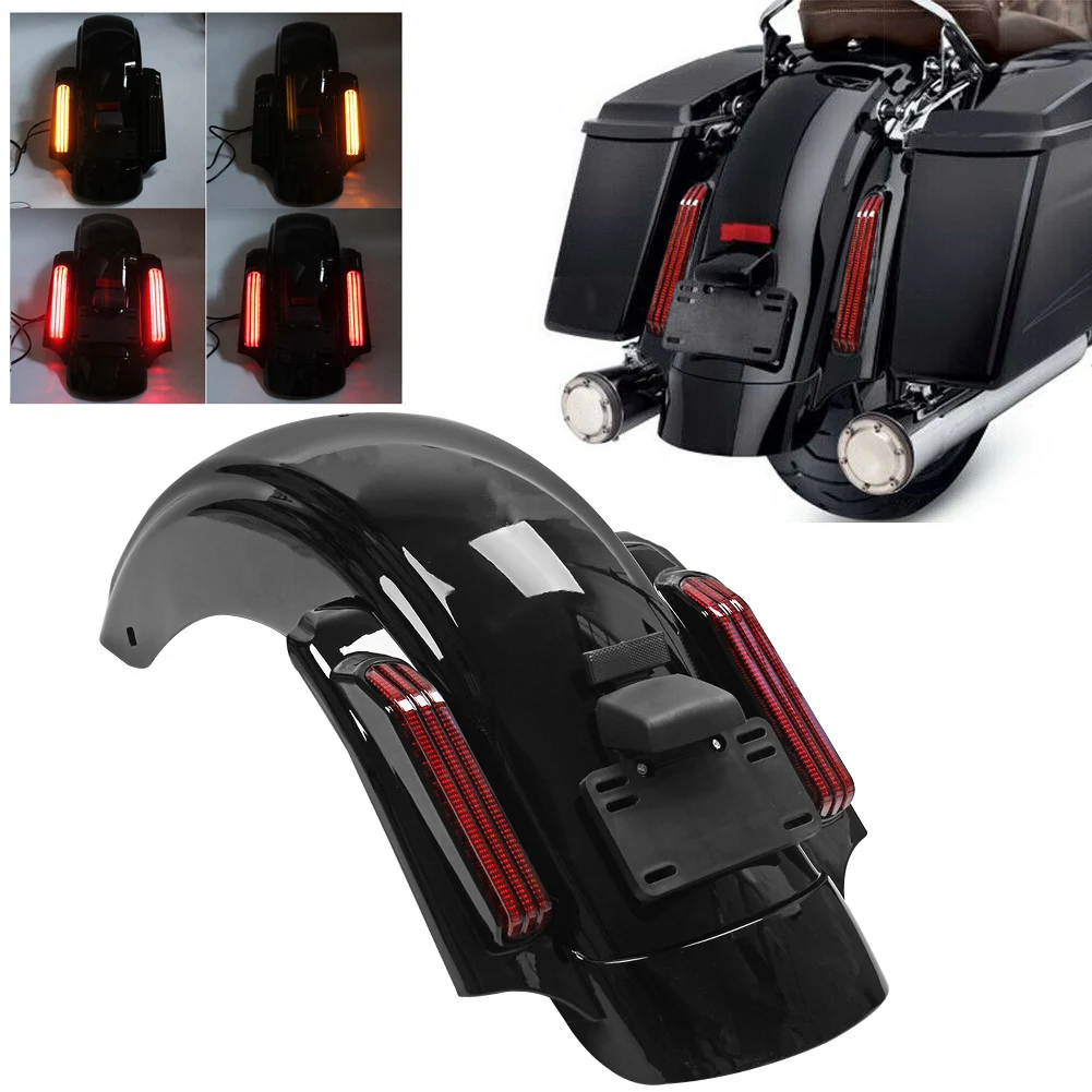 Motorcycle LED CVO Style Rear Fender System Extension Fascia Set For Harley Touring Electra Glide Road Street Glide FLHR 2014-20