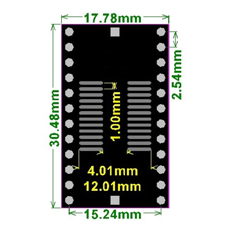 Carte d'expérimentation de test pcb SOP24 à DIP24 IC, pas d'adaptateur 1mm