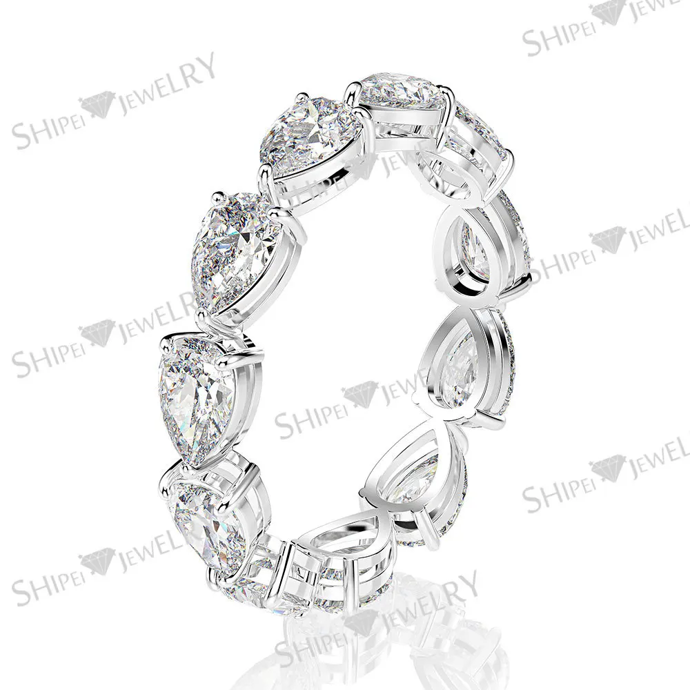 Conjunto de anillos de diamantes de moissanita de 5 quilates para mujer, sortijas de compromiso de plata de ley 100% 925 auténtica, joyería de lujo