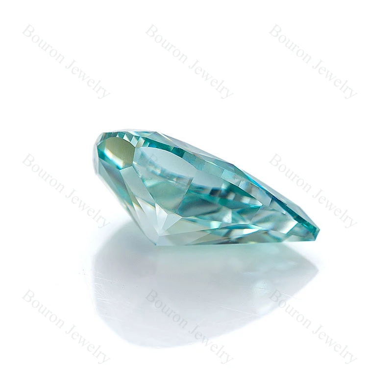 Bouron Jewelry Moissanite Aqua Blue Crushed Ice Pear Loose Gemsotne VVS1