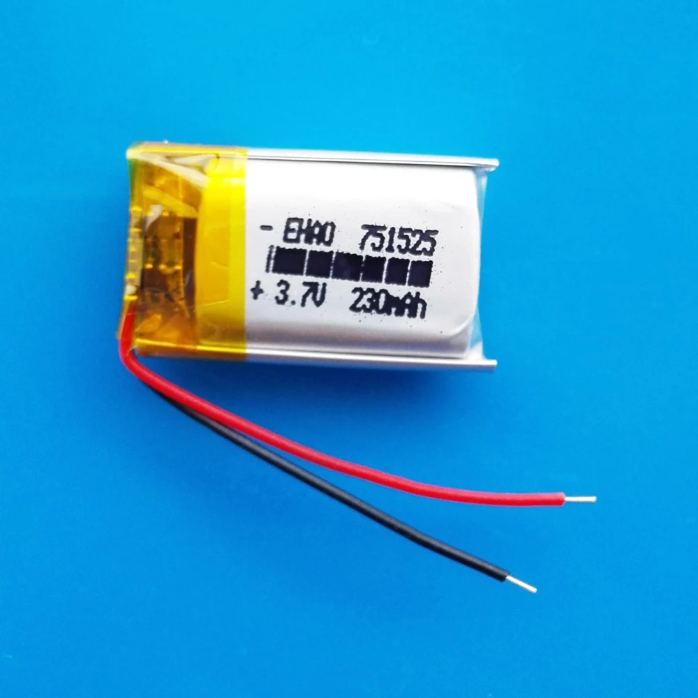 3.7V 230mAh 751525 Lithium Polymer Lipo Rechargeable Battery Quality Certification For MP3 Massager Led Light Bluetooth watch