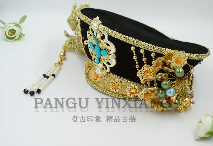 Costume antico cinese dinastia Qing imperatrice cappelli regina