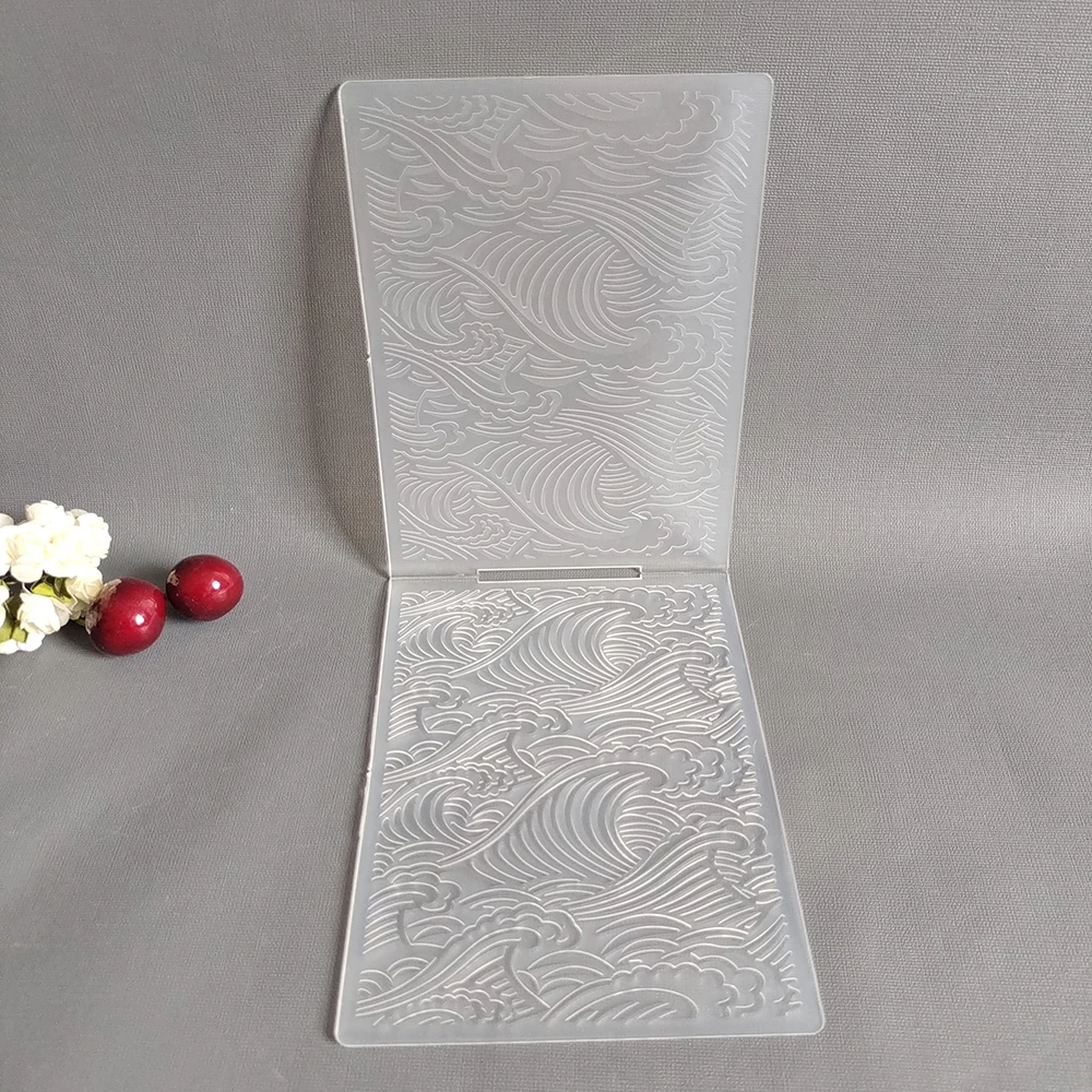 AZSG Wave Pattern Embossing Folder Design For DIY Paper Cutting Dies For Scrapbooking Card Making Plastic Plate Size 10.5*14.5cm