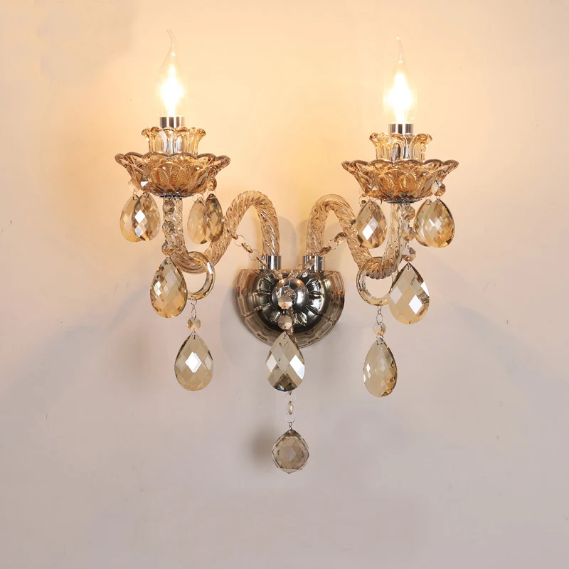 European Crystal Wall Lamps Living Room Background Aisle Corridor Staircase Lamps Bedroom Bedside Wall Lights Indoor Modern