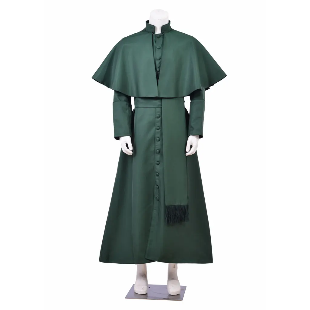 Cosplaydiy Roman Soutane Cassock Cosplay Costume Adult Medieval Clergy Robe Cloak Cassock With Belt Custom Made