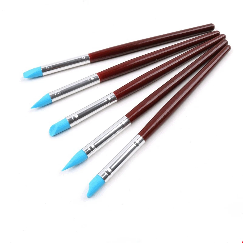 5 stks Rubber Silicon Tip Penselen voor Aquarel Olieverf Vormgeven Carving Tool Sculptuur Klei Gereedschap