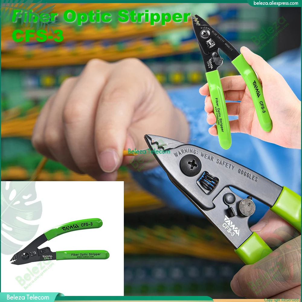 CFS-3 3-Holes Fiber Optic Stripper Suitable for Stripping 0.9mm~3mm outer jacket, 250um bare fiber (coated layer) Loose Tube